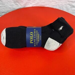 POLO RALPH LAUREN MEN BLACK GRAY ANKLE SOCK NWT 6-PAIRS PACK S SIZE 6-12